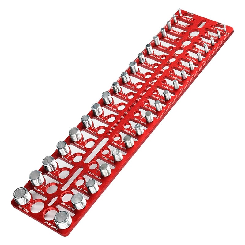 Esdabem 55 Nut and Bolt Thread Checker - Thread Checker Standard and Metric Bolt and Nut Identifier Gauge 20 Standard & 16 Metric 19 Drill Gauges Thread Gauge Screw Size and Thread Gauge Inch & Metric - Image 1